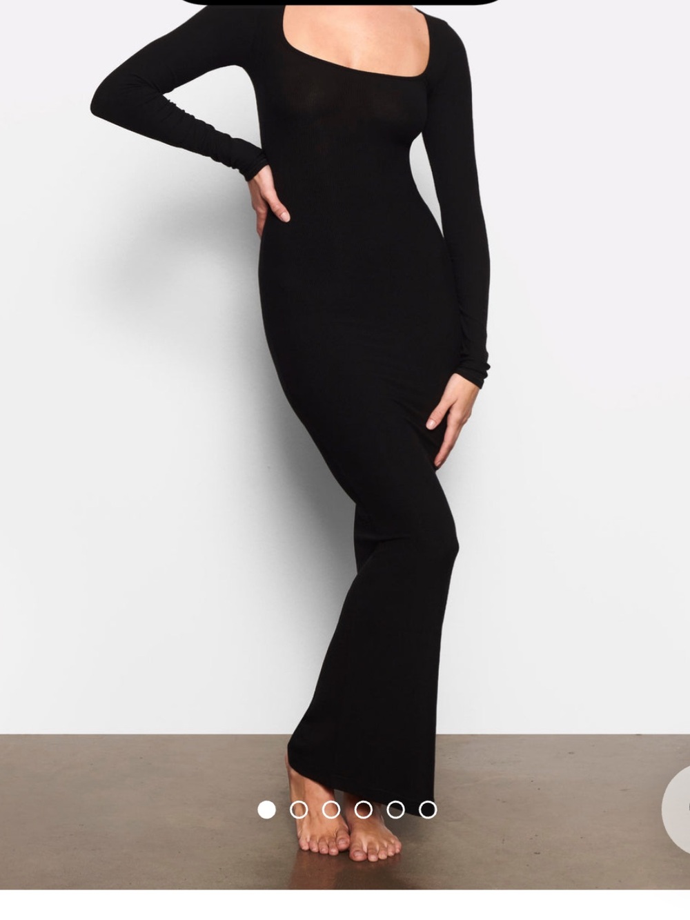 SKIMS Onyx Long Sleeve Soft Lounge Dress
